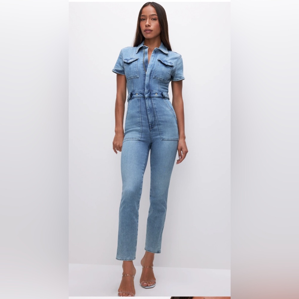 Good American Light Blue Denim Jumpsuit
